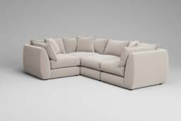 Utopia - 4 Piece - Rearrangeable Modular Sofa, Plush Chenille / Chalk / Tailored Trim - thumbnail 1