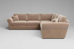 Mellow - Large Corner Sofa, Soft Touch Velvet / Soft Mink - thumbnail 1