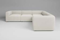 Aura - 5 Piece Corner - Rearrangeable Modular Sofa, Luxe Woven Velvet / Snow - thumbnail 1