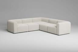 Aura - 5 Piece Corner - Rearrangeable Modular Sofa, Luxe Woven Velvet / Snow - thumbnail 3