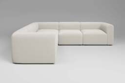 Aura - 5 Piece Corner - Rearrangeable Modular Sofa, Luxe Woven Velvet / Snow - thumbnail 2