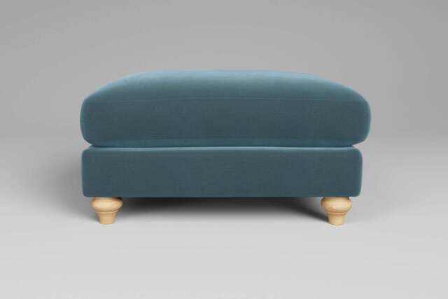 Serenity - Footstool (Large), Soft Touch Velvet / Sea Green