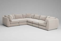 Utopia - 6 Piece - Rearrangeable Modular Sofa, Plush Chenille / Chalk / Tailored Trim - thumbnail 3