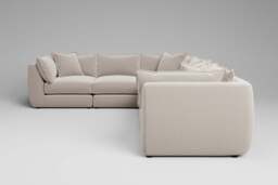 Utopia - 6 Piece - Rearrangeable Modular Sofa, Plush Chenille / Chalk / Tailored Trim - thumbnail 2