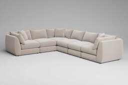 Utopia - 6 Piece - Rearrangeable Modular Sofa, Plush Chenille / Chalk / Tailored Trim - thumbnail 1