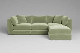Utopia - 3 Piece with Footstool - Rearrangeable Modular Sofa, Brushed Wool Feel / Sage / Casual Trim - thumbnail 5