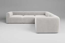 Aura - 5 Piece Corner - Rearrangeable Modular Sofa, Brushed Wool Feel / Whisper - thumbnail 1