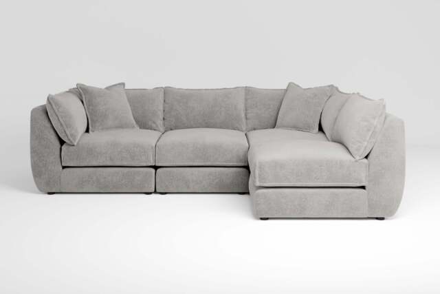 Utopia - 4 Piece Open End - Rearrangeable Modular Sofa, Soft Woven Chenille / Pure / Casual Trim - image 1