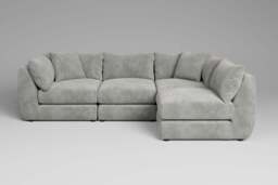 Utopia - 4 Piece Open End - Rearrangeable Modular Sofa, Soft Woven Chenille / Pure / Casual Trim - thumbnail 5