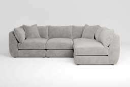 Utopia - 4 Piece Open End - Rearrangeable Modular Sofa, Soft Woven Chenille / Pure / Casual Trim - thumbnail 1