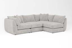 Utopia - 4 Piece Open End - Rearrangeable Modular Sofa, Soft Woven Chenille / Pure / Casual Trim - thumbnail 2