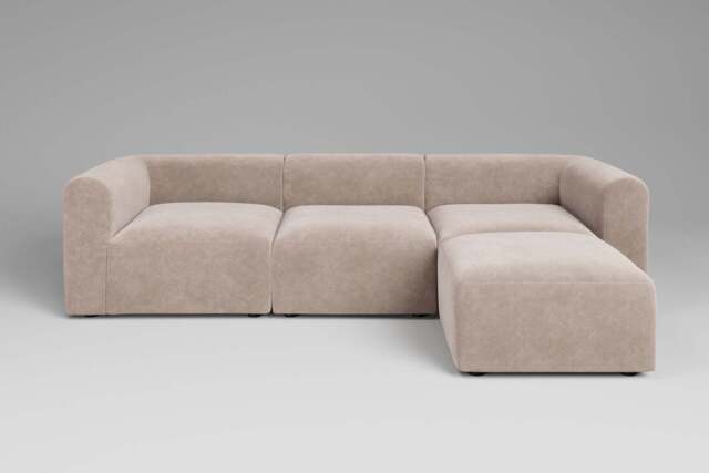 Aura - 3 Piece with Footstool - Rearrangeable Modular Sofa, Cotton Blend / Bisque - image 1