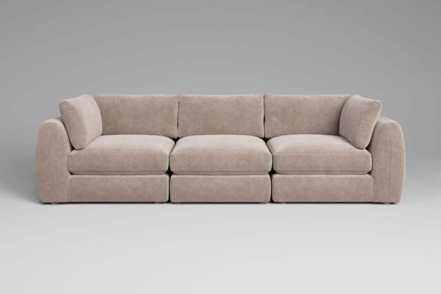 Zen - 3 Piece - Rearrangeable Modular Sofa, Cotton Blend / Bisque / Full-Width Back Cushions - image 1
