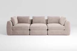 Zen - 3 Piece - Rearrangeable Modular Sofa, Cotton Blend / Bisque / Full-Width Back Cushions - thumbnail 2