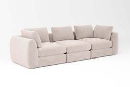 Zen - 3 Piece - Rearrangeable Modular Sofa, Cotton Blend / Bisque / Full-Width Back Cushions - thumbnail 3