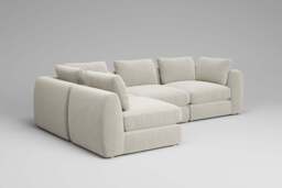 Zen - 4 Piece Corner - Rearrangeable Modular Sofa, Cosy Textured Weave / Marshmallow / Standard Back Cushions - thumbnail 2