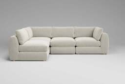 Zen - 4 Piece Corner - Rearrangeable Modular Sofa, Cosy Textured Weave / Marshmallow / Standard Back Cushions - thumbnail 4