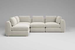Zen - 4 Piece Corner - Rearrangeable Modular Sofa, Cosy Textured Weave / Marshmallow / Standard Back Cushions