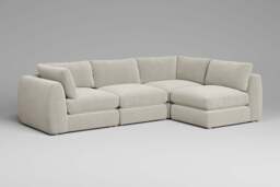 Zen - 4 Piece Corner - Rearrangeable Modular Sofa, Cosy Textured Weave / Marshmallow / Standard Back Cushions - thumbnail 5