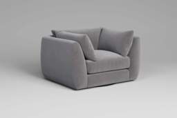 Utopia - Loveseat - Rearrangeable Modular Sofa, Brushed Wool Feel / Pewter / Tailored Trim - thumbnail 1
