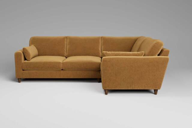 7th Heaven Midi - Small Corner Sofa, Luxe Woven Velvet / Old Gold