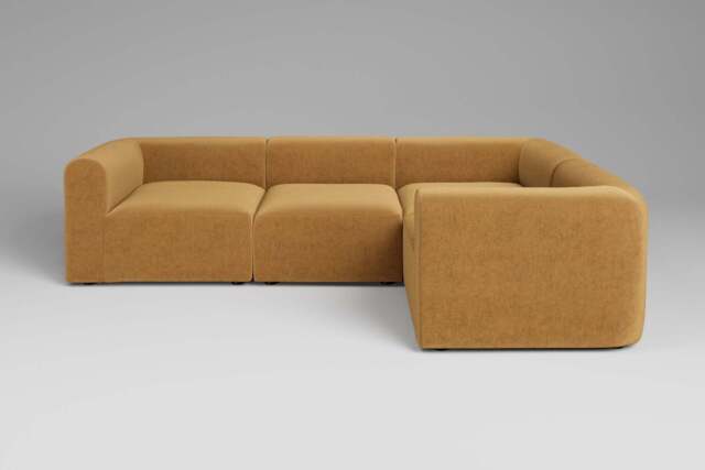 Aura - 4 Piece - Rearrangeable Modular Sofa, Luxe Woven Velvet / Old Gold