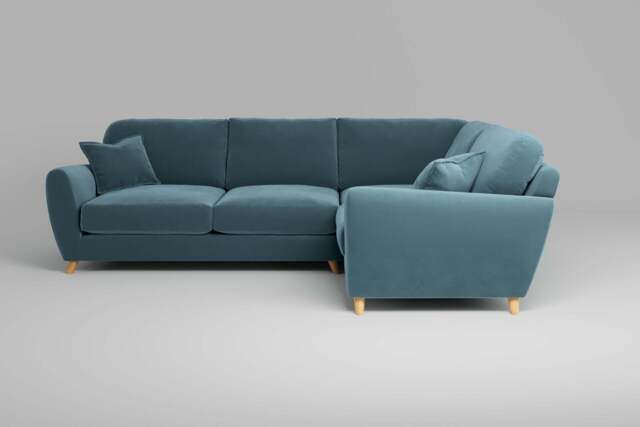 Cloud Nine - Small Corner Sofa, Soft Touch Velvet / Sea Green