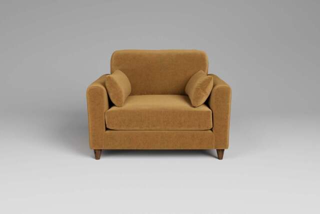 7th Heaven Midi - Loveseat, Luxe Woven Velvet / Old Gold