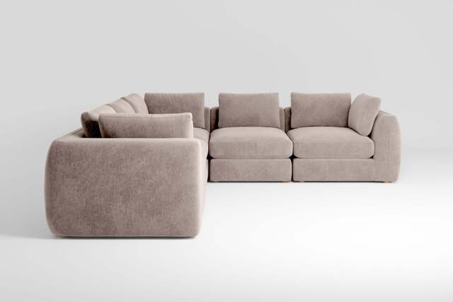 Zen - 5 Piece Corner - Rearrangeable Modular Sofa, Cotton Blend / Bisque / Standard Back Cushions - image 1