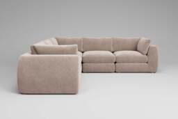 Zen - 5 Piece Corner - Rearrangeable Modular Sofa, Cotton Blend / Bisque / Standard Back Cushions - thumbnail 6