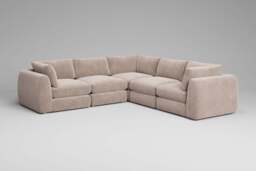 Zen - 5 Piece Corner - Rearrangeable Modular Sofa, Cotton Blend / Bisque / Standard Back Cushions - thumbnail 7