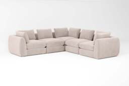 Zen - 5 Piece Corner - Rearrangeable Modular Sofa, Cotton Blend / Bisque / Standard Back Cushions - thumbnail 4