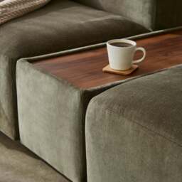 Utopia - Side Table - Rearrangeable Modular Sofa, Walnut / Luxe Woven Velvet / Pine - thumbnail 2