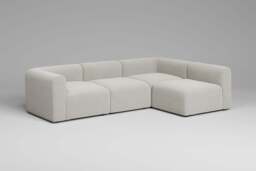 Aura - 4 Piece Open End - Rearrangeable Modular Sofa, Boucle / Ivory - thumbnail 3