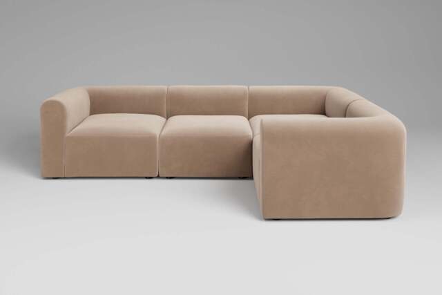 Aura - 4 Piece - Rearrangeable Modular Sofa, Soft Touch Velvet / Soft Mink - image 1