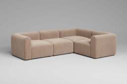 Aura - 4 Piece - Rearrangeable Modular Sofa, Soft Touch Velvet / Soft Mink - thumbnail 3