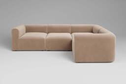 Aura - 4 Piece - Rearrangeable Modular Sofa, Soft Touch Velvet / Soft Mink - thumbnail 1