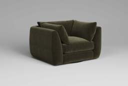 Utopia - Loveseat - Rearrangeable Modular Sofa, Plush Chenille / Woodland Green / Tailored Trim