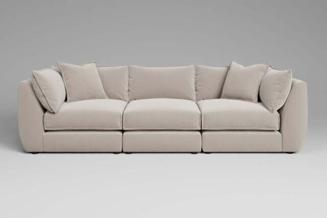 Utopia - 3 Piece - Rearrangeable Modular Sofa, Plush Chenille / Chalk / Casual Trim - image 1