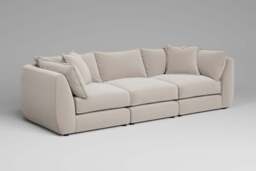 Utopia - 3 Piece - Rearrangeable Modular Sofa, Plush Chenille / Chalk / Casual Trim - thumbnail 2