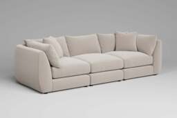 Utopia - 3 Piece - Rearrangeable Modular Sofa, Plush Chenille / Chalk / Casual Trim - thumbnail 3