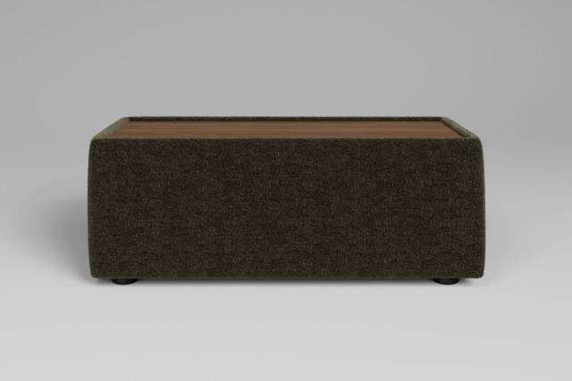 Utopia - Side Table - Rearrangeable Modular Sofa, Walnut / Plush Chenille / Woodland Green