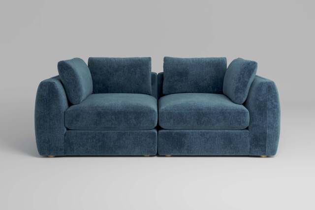 Zen - 2 Piece - Rearrangeable Modular Sofa, Soft Woven Chenille / Fjord / Standard Back Cushions - image 1