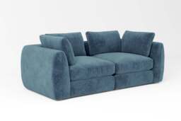 Zen - 2 Piece - Rearrangeable Modular Sofa, Soft Woven Chenille / Fjord / Standard Back Cushions - thumbnail 2