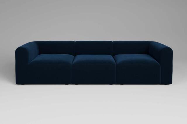 Aura - 3 Piece - Rearrangeable Modular Sofa, Soft Touch Velvet / Royal Blue