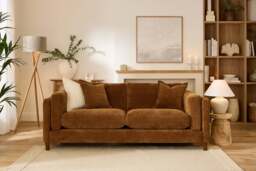 Fusion - 3 Seater Sofa, Plush Chenille / Maple - thumbnail 2