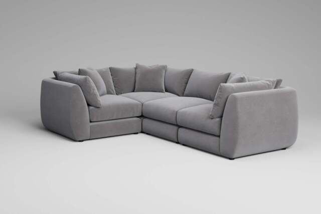 Utopia - 4 Piece - Rearrangeable Modular Sofa, Brushed Wool Feel / Pewter / Tailored Trim - image 1