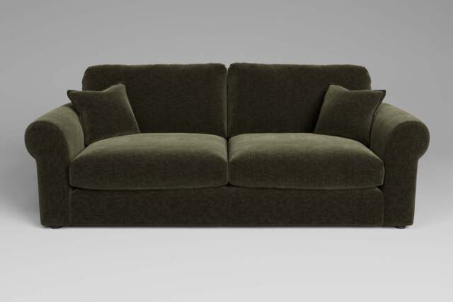 Mellow - 4 Seater Sofa, Plush Chenille / Woodland Green