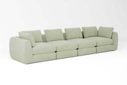 Zen - 4 Piece - Rearrangeable Modular Sofa, Brushed Wool Feel / Sage / Full-Width Back Cushions - thumbnail 3