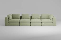 Zen - 4 Piece - Rearrangeable Modular Sofa, Brushed Wool Feel / Sage / Full-Width Back Cushions - thumbnail 2